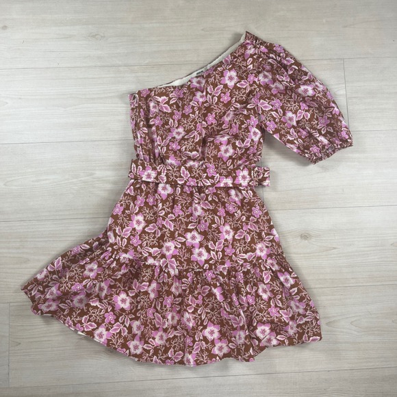 Jason Wu Dresses & Skirts - Jason Wu Floral One Shoulder Mini Dress Brown Pink Sz XS